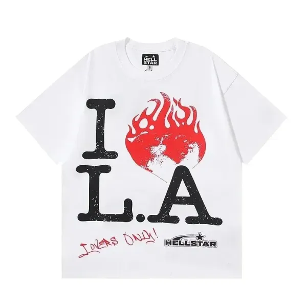 Hellstar I Love LA Flame Graphic White T-Shirt - 1