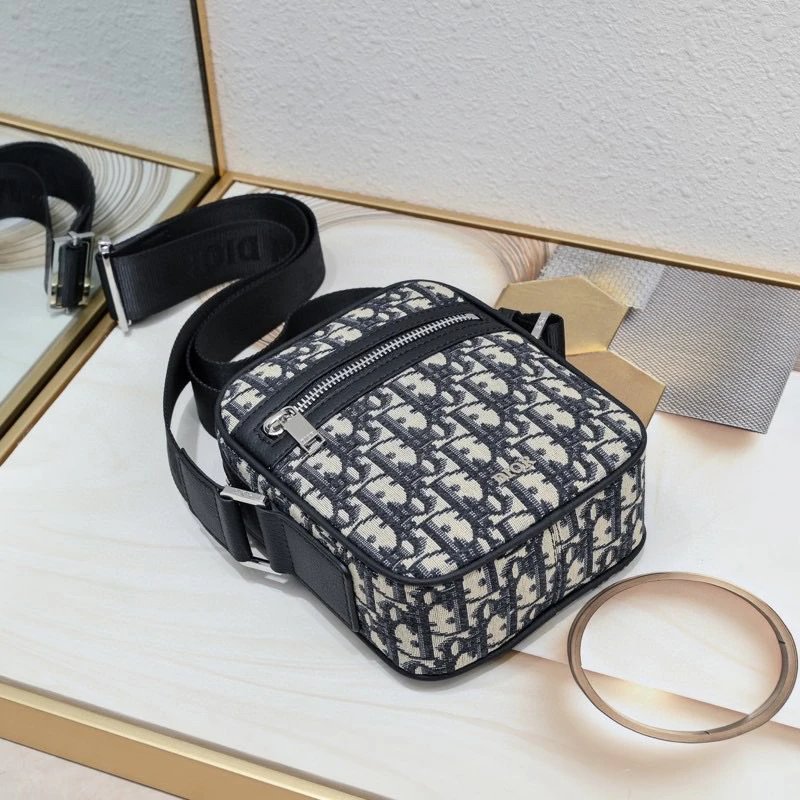 Dior Oblique Monogram Crossbody Bag Black and White - 8