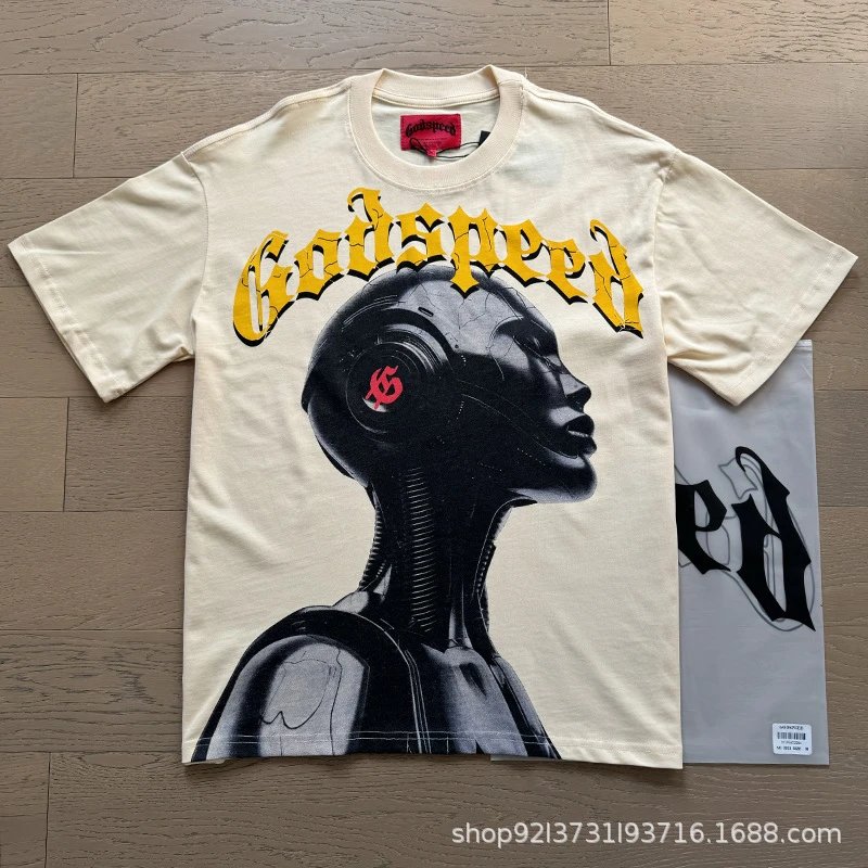 Godspeed Racing Beach Print T-Shirt Beige - 11