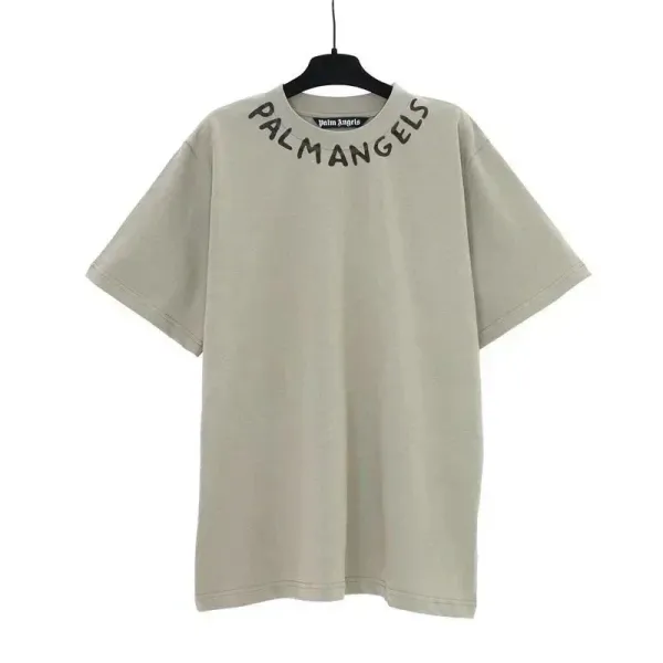 Palm Angels Logo Neck T-Shirt Beige T-Shirt - 1