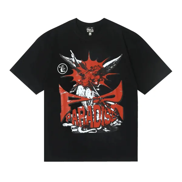 Hell Star Paradise Graphic Print Black T-Shirt - 1