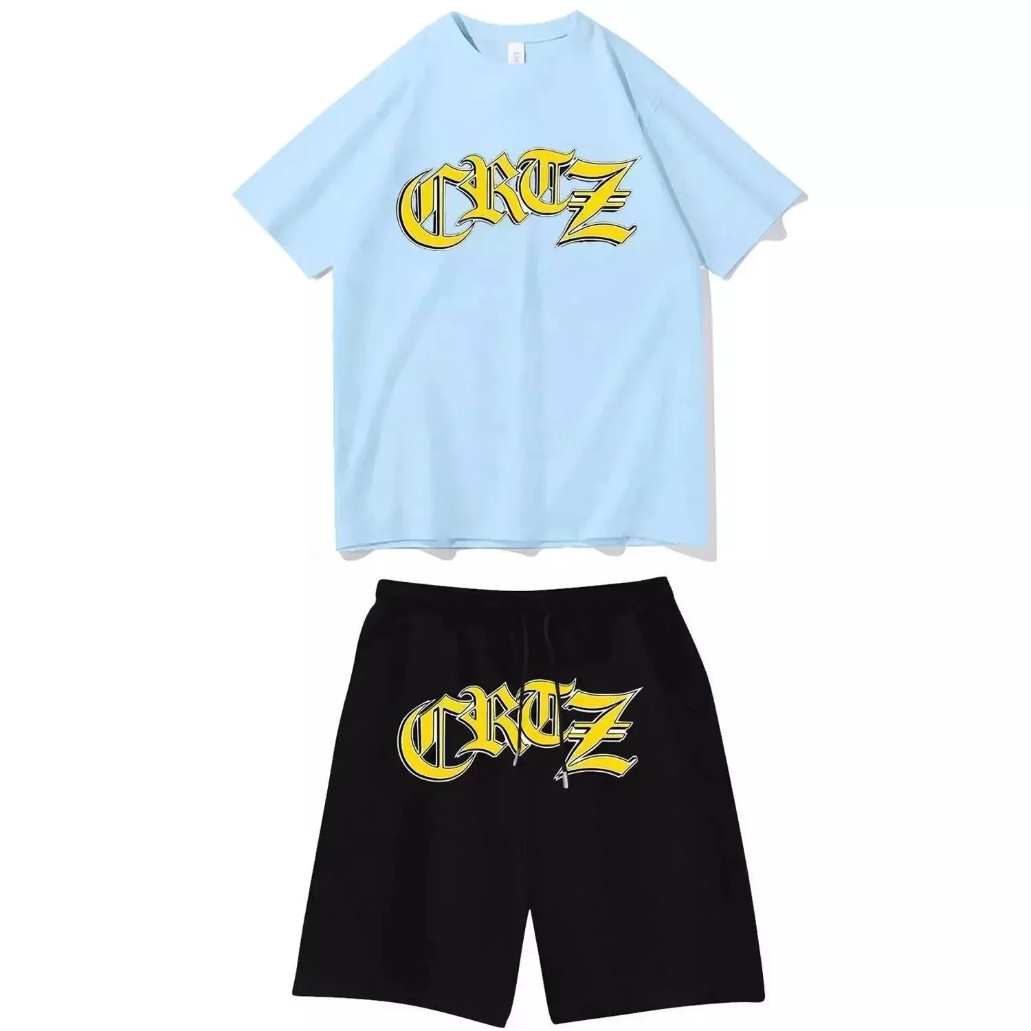 Off-White x Unknown Collaboration Crumpled Foil Oval Print T-Shirt and Shorts Set White/Black - 8