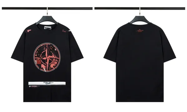 Stone Island Compass Logo Black Oversized T-Shirt - 1