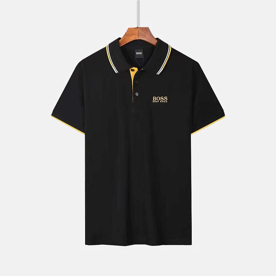 BOSS Logo Stripe Black Polo Shirt - 10