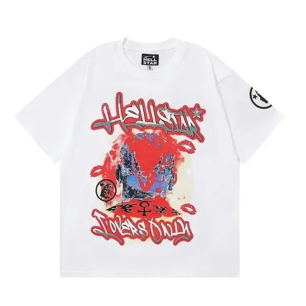 Hell Star Lovers Only Graphic Print White T-Shirt - 1