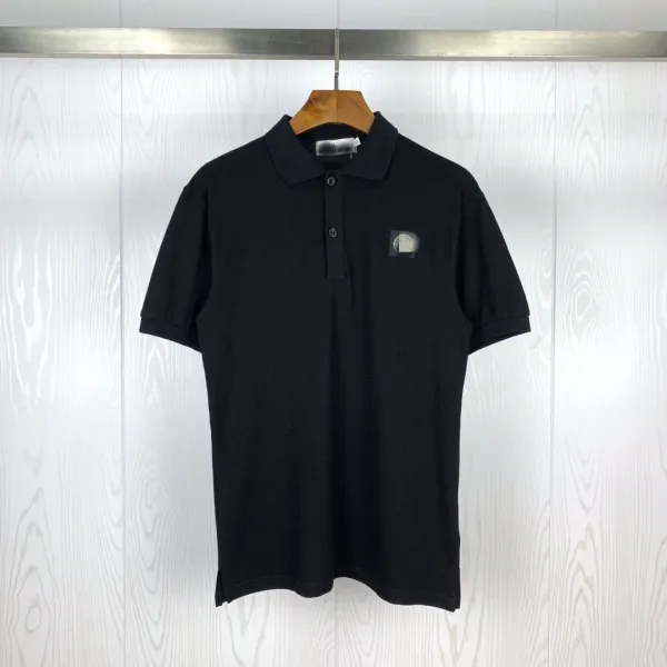 Stone Island Black Logo Patch Polo Shirt - 1