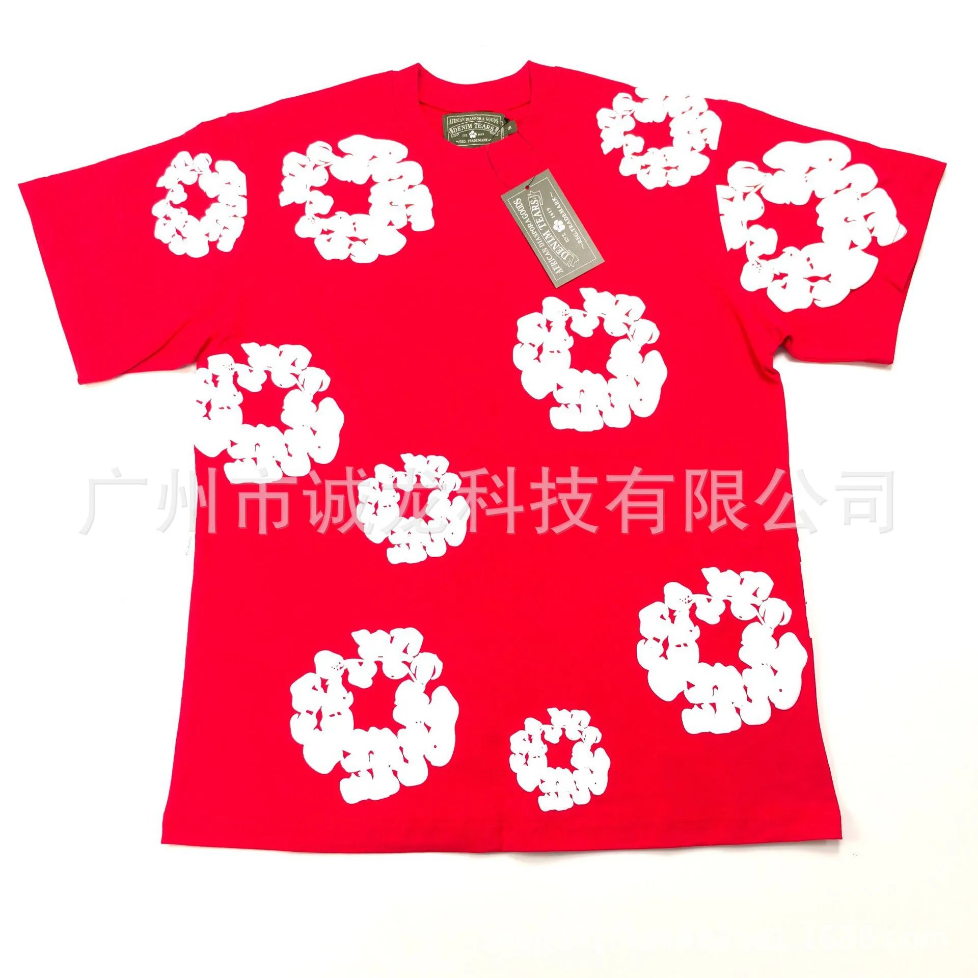 Denim Tears x African Diaspora Goods Floral Wreath Red T-Shirt - 1