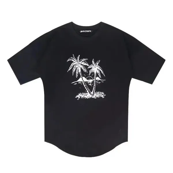 Palm Angels Palm Tree Print Black T-Shirt - 1