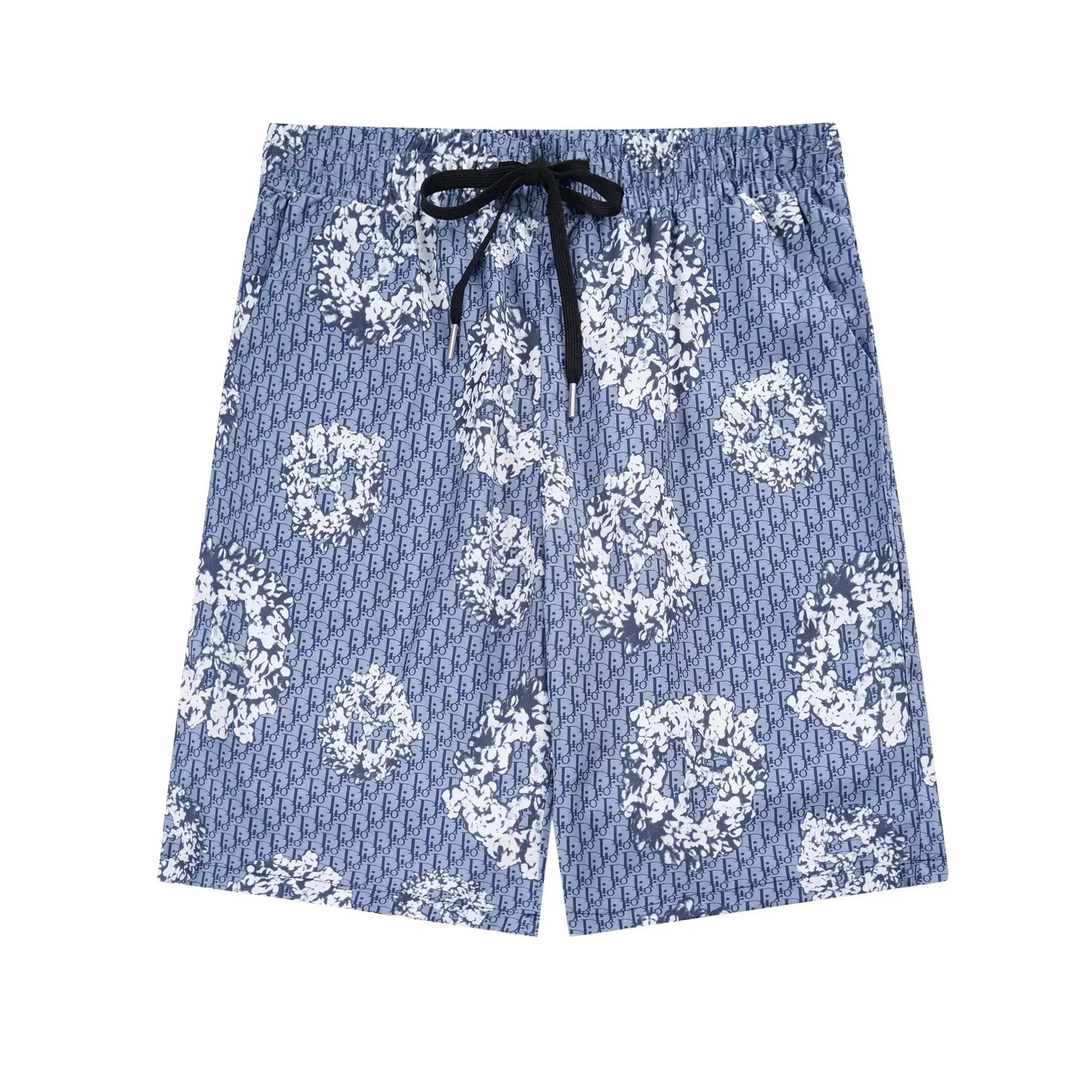 AMI Paris Tie-Dye Logo Print Shorts Navy and White - 5