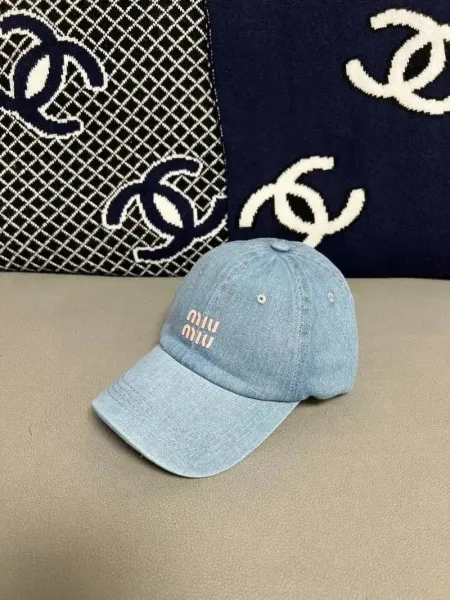 Miu Miu Denim Baseball Cap Light Blue - 1
