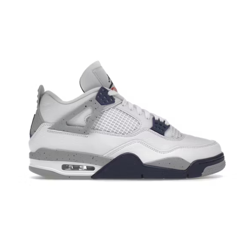 Air Jordan 4 Retro White Cement Grey Navy Sneakers - 2