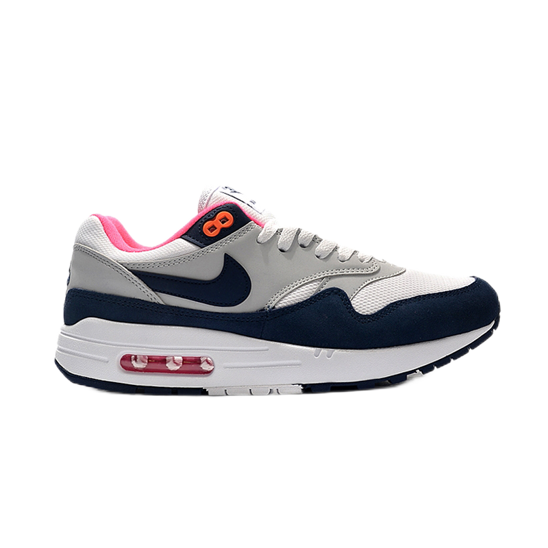 Nike Air Max 1 Light Gray Navy Pink Sneakers - 1