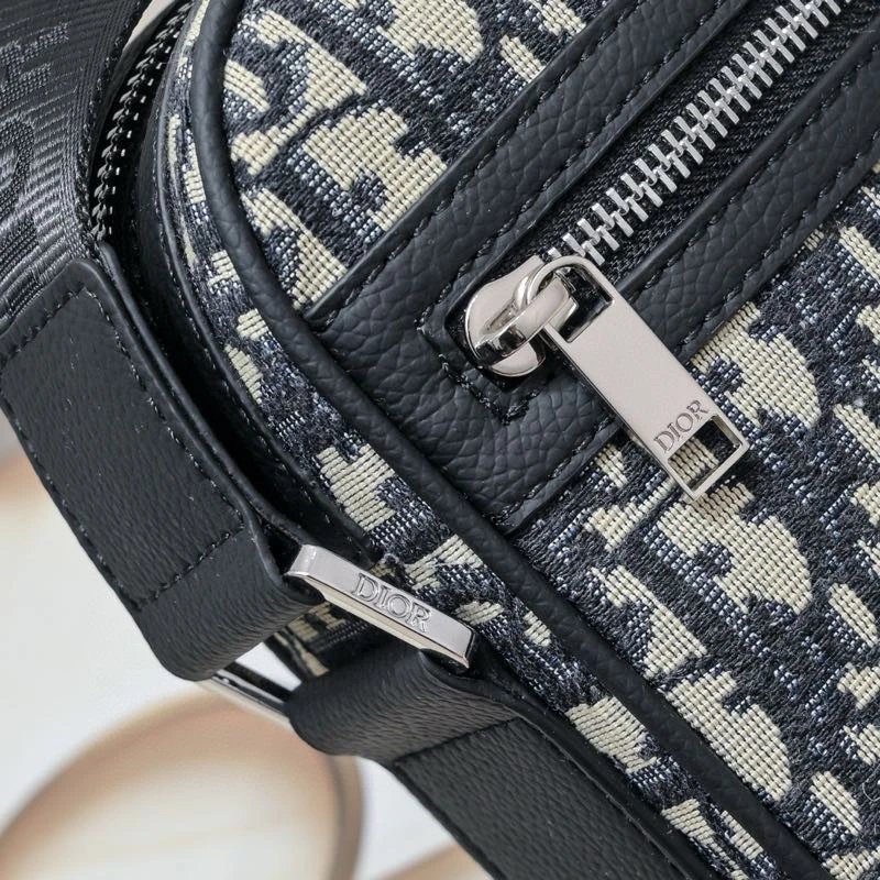 Dior Oblique Monogram Crossbody Bag Black and White - 7