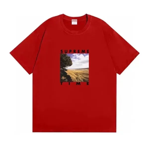 Supreme Time Landscape Print Red T-Shirt - 1