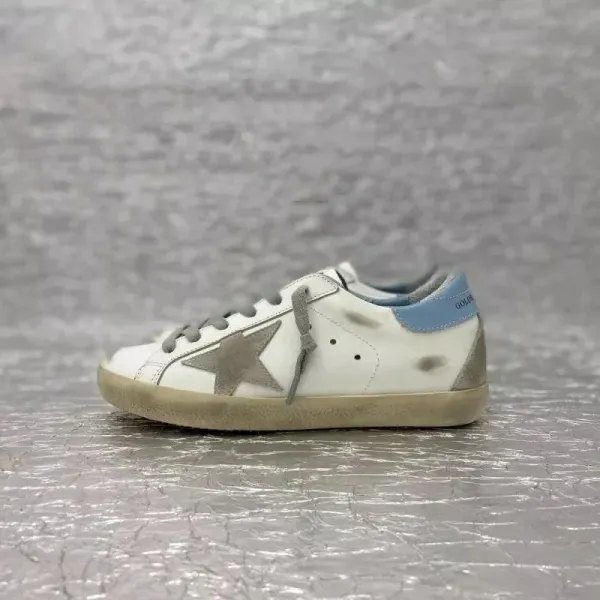 Golden Goose Superstar White Silver Star Blue Heel Sneakers - 1