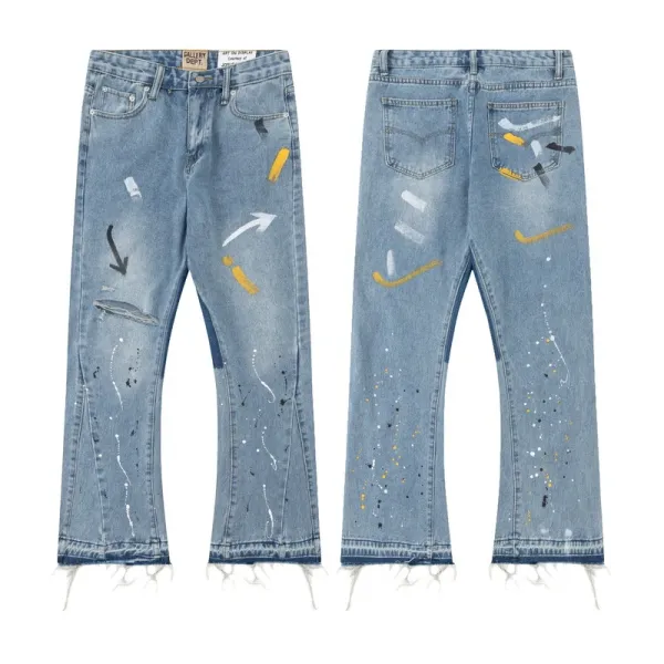 Design Wide-Leg Split-Hem Light Wash Jeans - 11