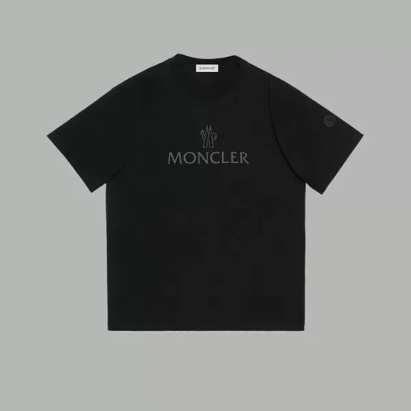 Moncler Logo Embroidered Black T-Shirt - 1