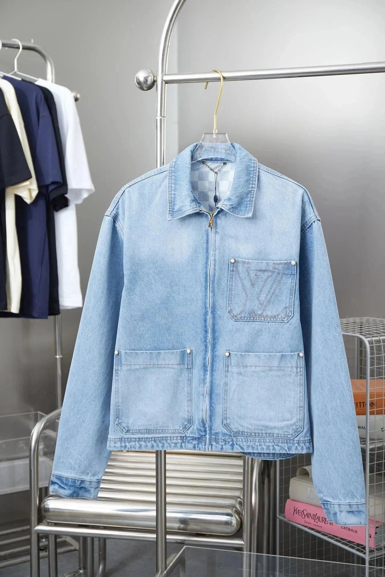 Louis Vuitton Jackets Collared zip work jacket with patch pockets — Lou-40