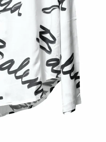 Balenciaga Logo Script Print White Shirt - 13