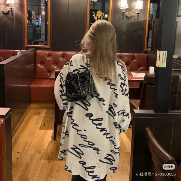 Balenciaga Logo Script Print White Shirt - 15