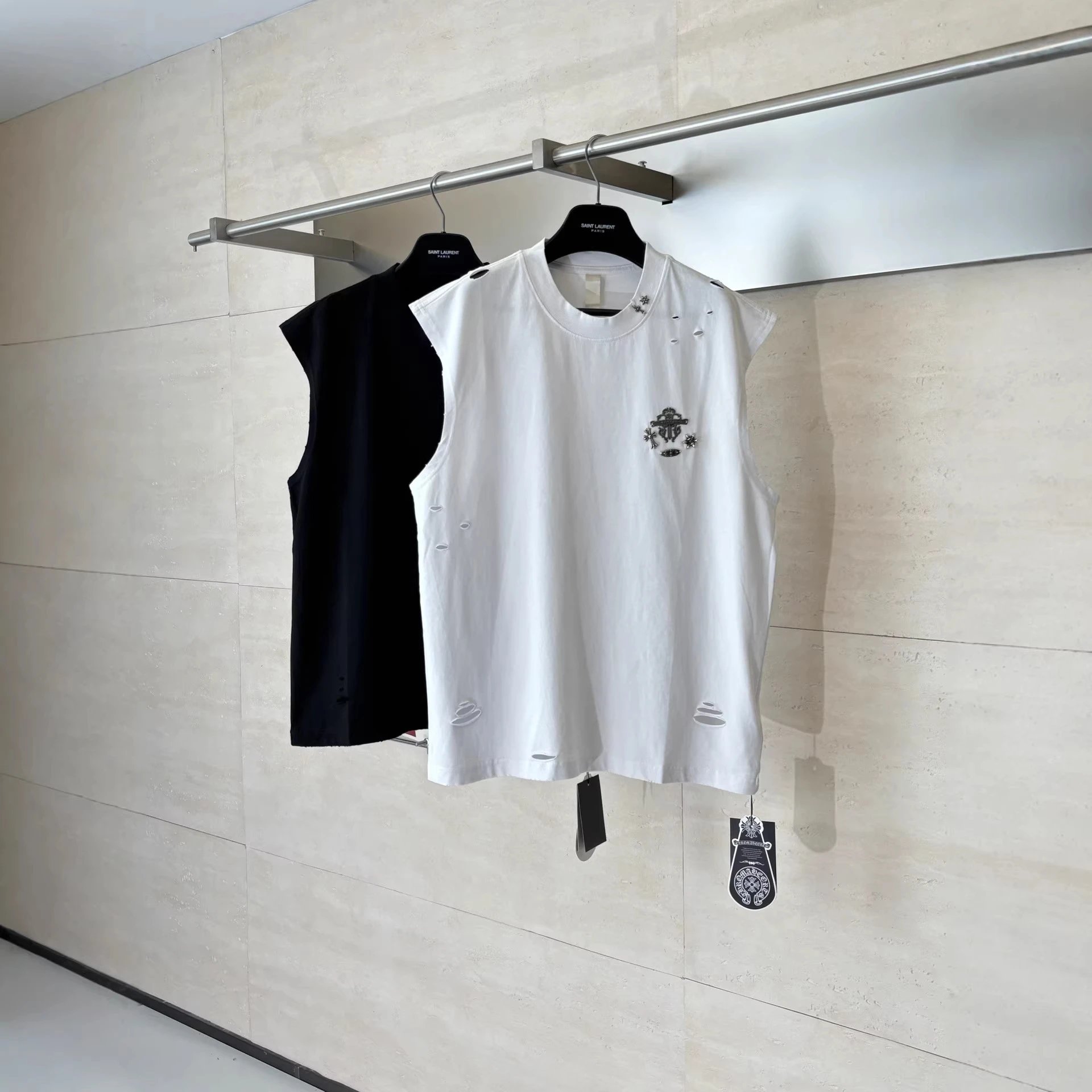 Chrome Hearts Silver Hardware Distressed Vest
