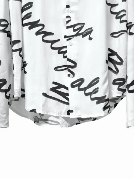 Balenciaga Logo Script Print White Shirt - 12