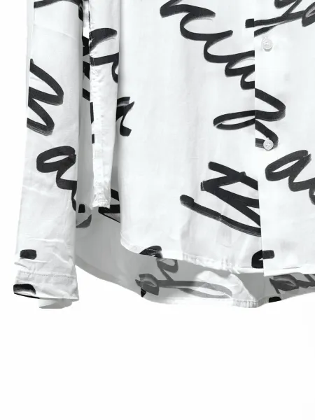 Balenciaga Logo Script Print White Shirt - 10