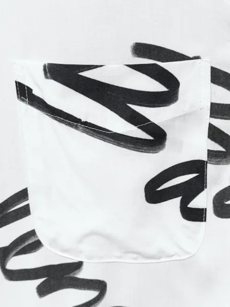Balenciaga Logo Script Print White Shirt - 11