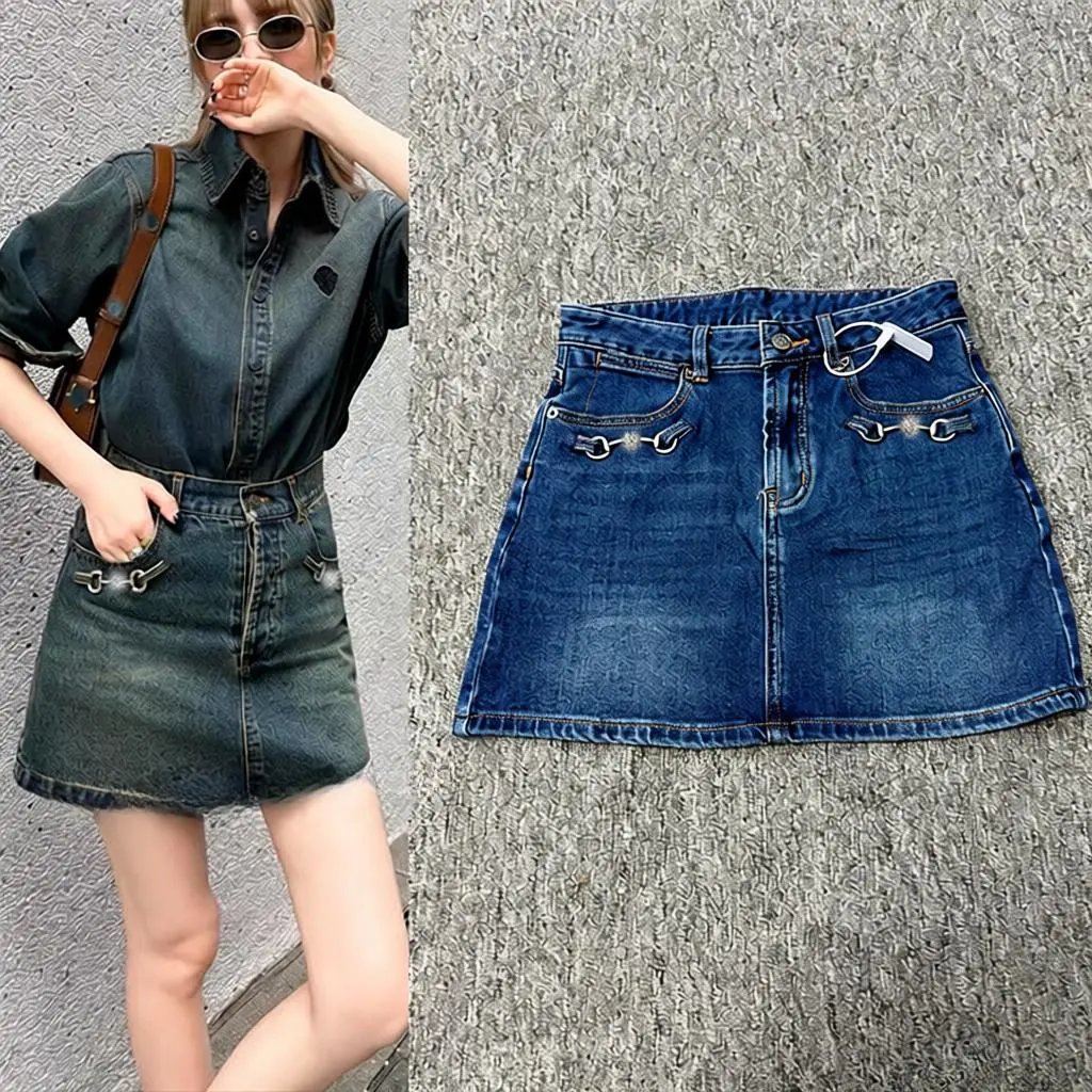 High-Waist A-Line Denim Skirt Shorts