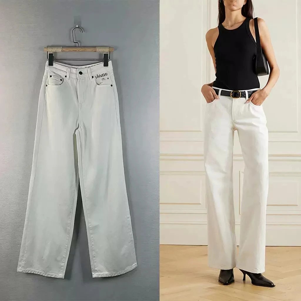 White Straight Denim Jeans Women