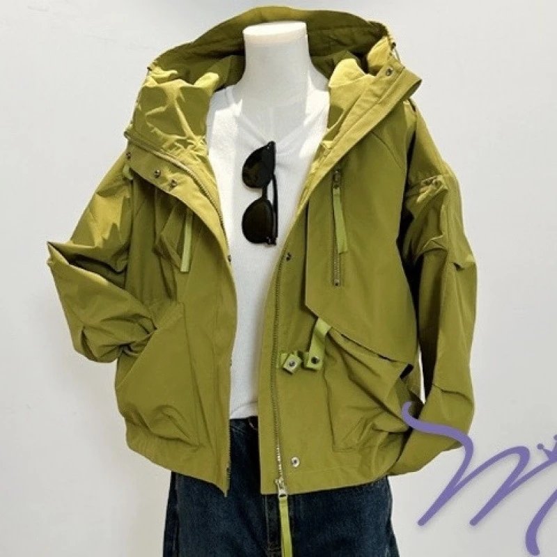 Solid Hooded Windbreaker Jacket