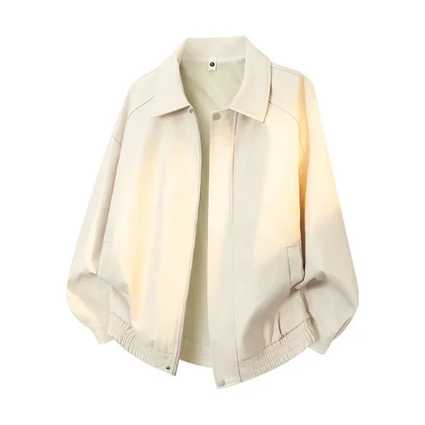 Unbranded Oversized Faux Leather Bomber Jacket in Black, Beige, and Brown - 3