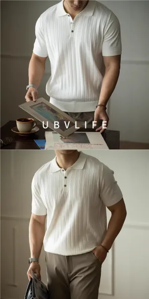 UBVLIFE Ribbed Knit Polo White - 9
