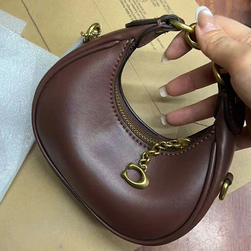Jonie Maple Leather Half-Moon Shoulder Bag