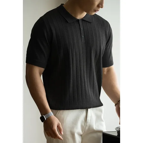 UBVLIFE Ribbed Knit Polo White - 3