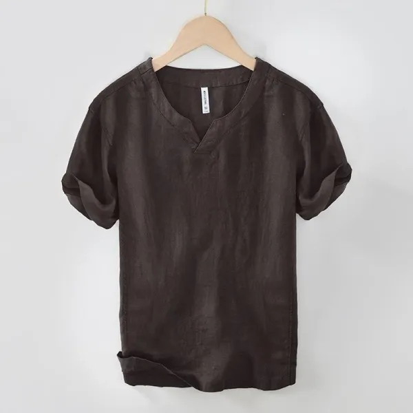 Maison Margiela Linen V-Neck Short Sleeve Top - 2