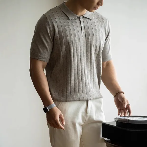 UBVLIFE Ribbed Knit Polo White - 6