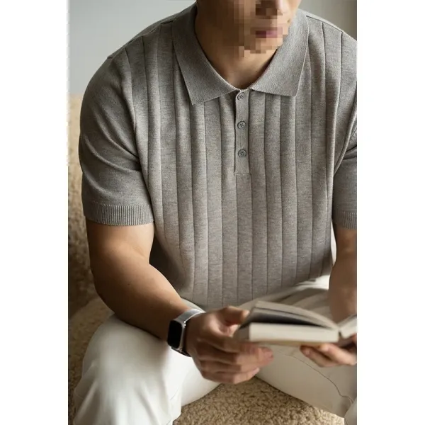 UBVLIFE Ribbed Knit Polo White - 4