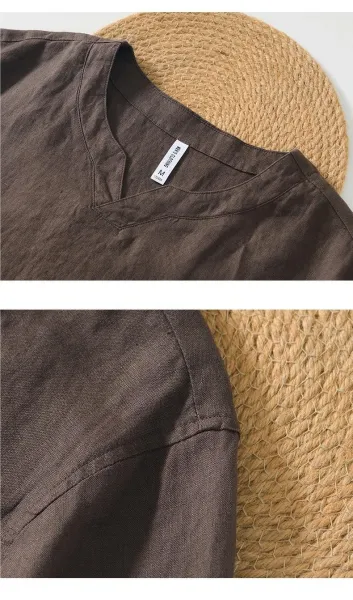 Maison Margiela Linen V-Neck Short Sleeve Top - 19