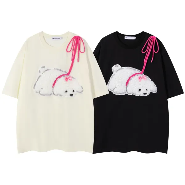 ZBCR/STUDIOS Fluffy Puppy Appliqué T-Shirt Black - 7