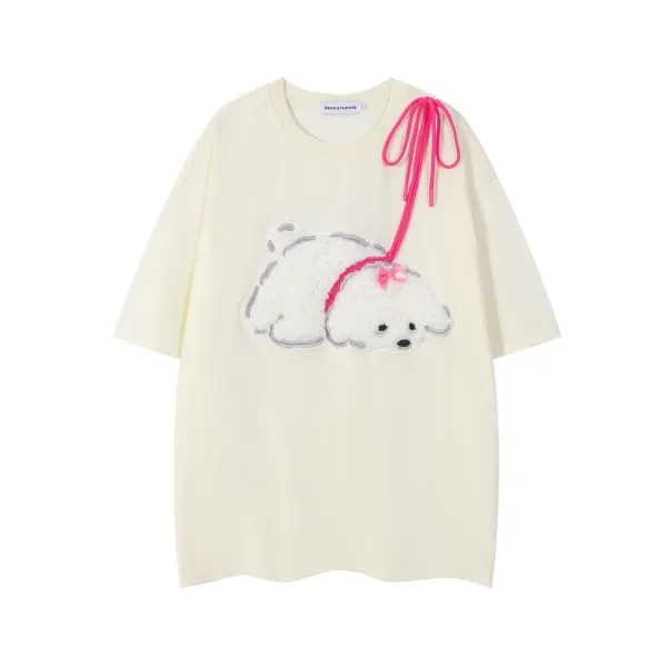 ZBCR/STUDIOS Fluffy Puppy Appliqué T-Shirt Black - 3