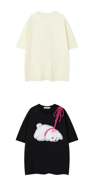 ZBCR/STUDIOS Fluffy Puppy Appliqué T-Shirt Black - 9