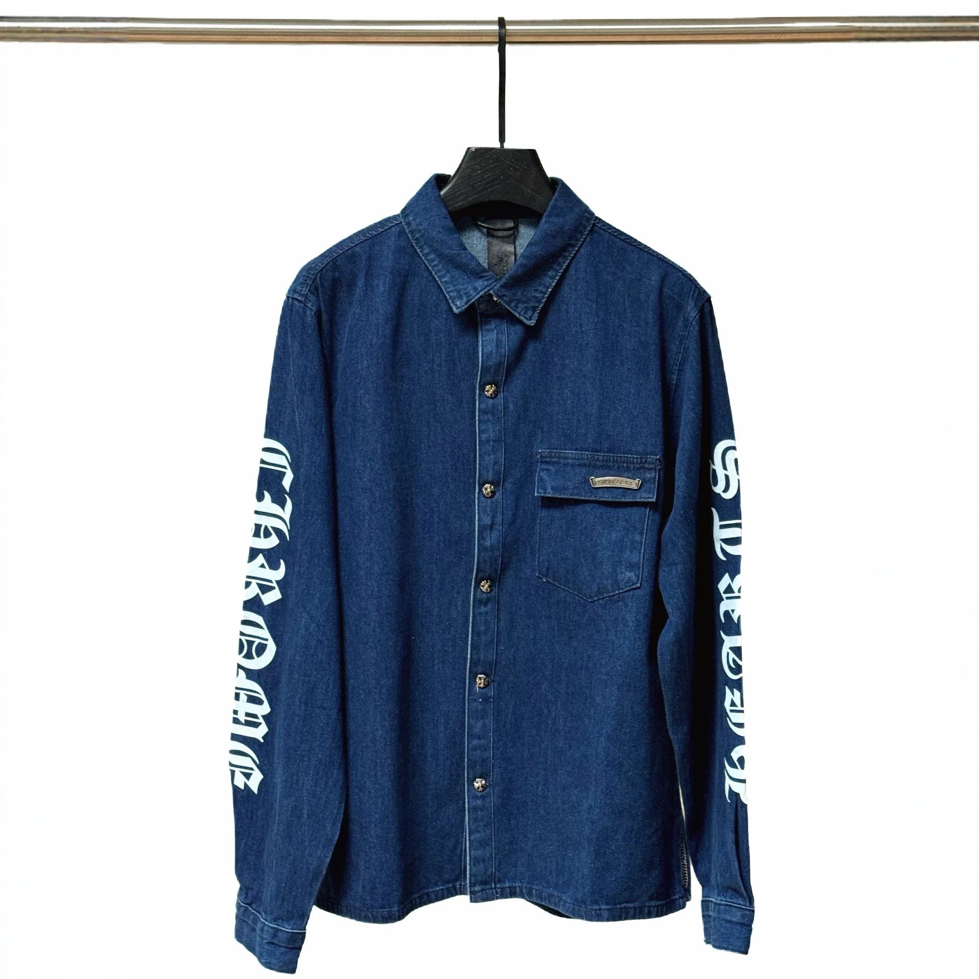 Chrome Hearts Sanskrit Print Denim Shirt