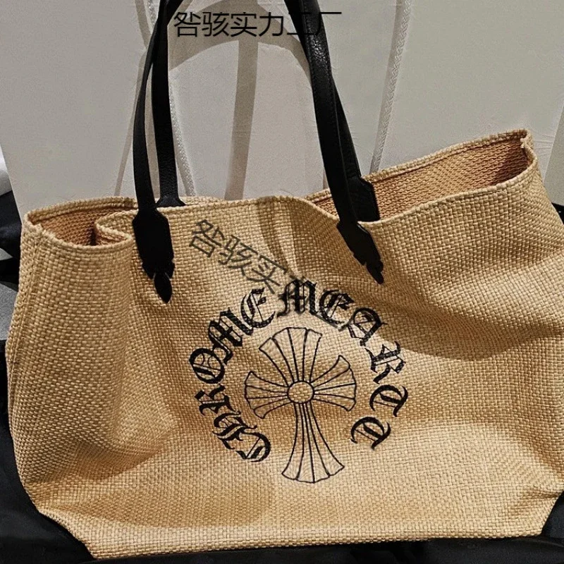 Tote bag woven bag Kuaishou large-capacity cross Douyin model Internet celebrity printed seaside woven bag shoulder vacation *No quality problems, no reason to return(pic3) Tote bag woven bag Kuaishou large-capacity cross Douyin model Internet celebrity printed seaside woven bag shoulder vacation *No quality problems, no reason to return