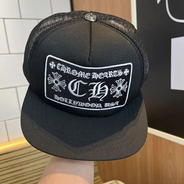 Chrome Hearts Hats Embroidered Logo Patch Mesh Trucker Cap product detail image 4