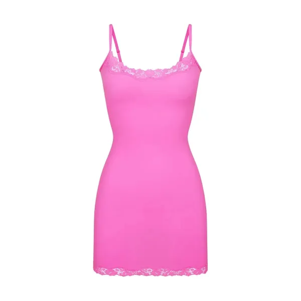 Design White Lace-Trim Camisole Dress - 20