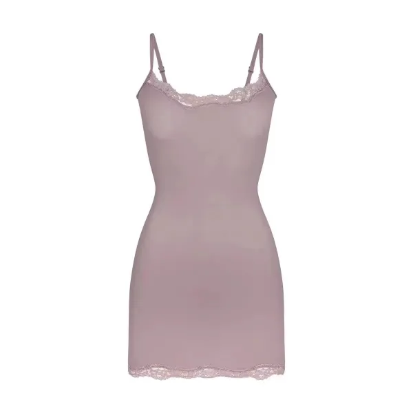 Design White Lace-Trim Camisole Dress - 23