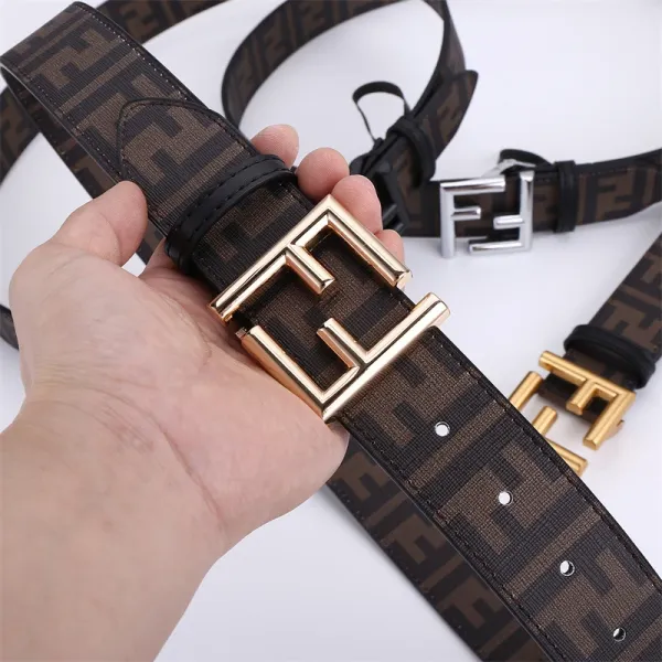 Fendi FF Logo Canvas Belt Brown - 2