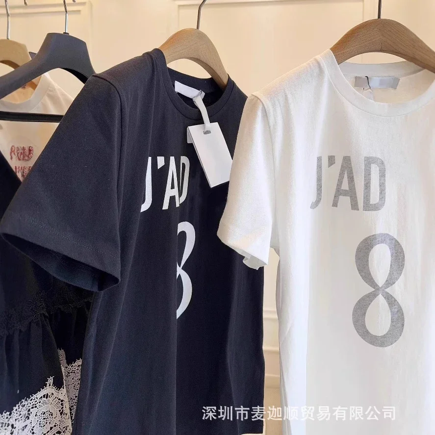 D new home T-shirt printed pure cotton summer loose women's trendy letter tops women's tops short-sleeved 25 high-end *no quality problems and cannot be returned without reason