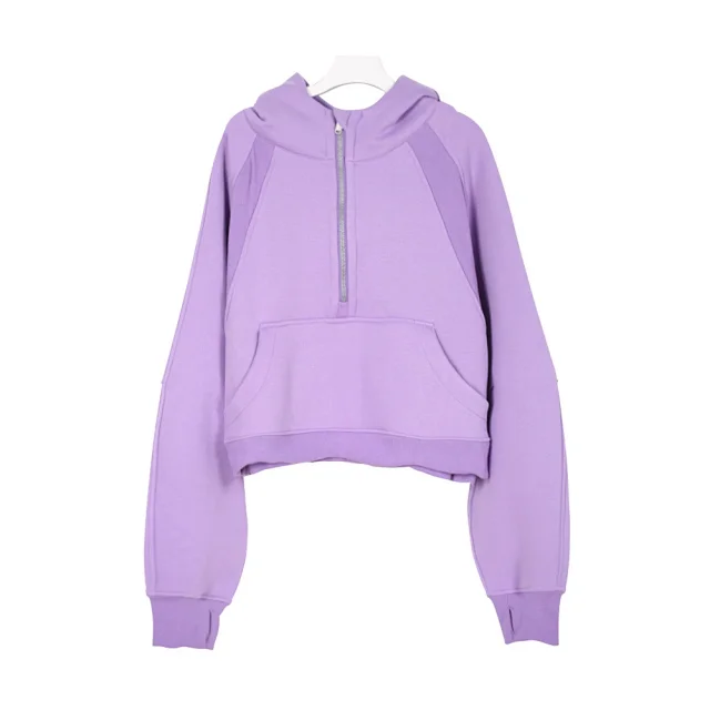 Unbranded Hoodies & Sweatshirts Half-Zip Hooded Sweatshirt with Kangaroo Pocket product detail image 15
